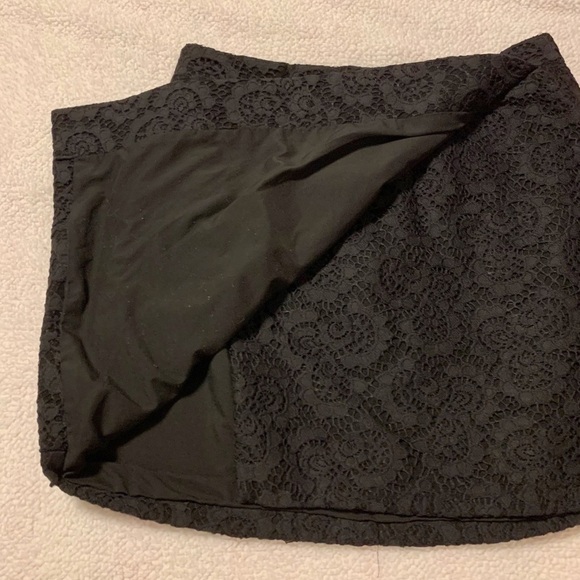 Madewell Black Lace Asymmetrical Split Skirt Faux Wrap Mini - Picture 9 of 10